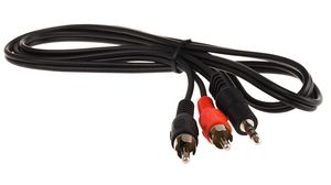 Audio Cable, Loudspeaker, 3.5 mm Jack Plug - 2x RCA Plug, 1m